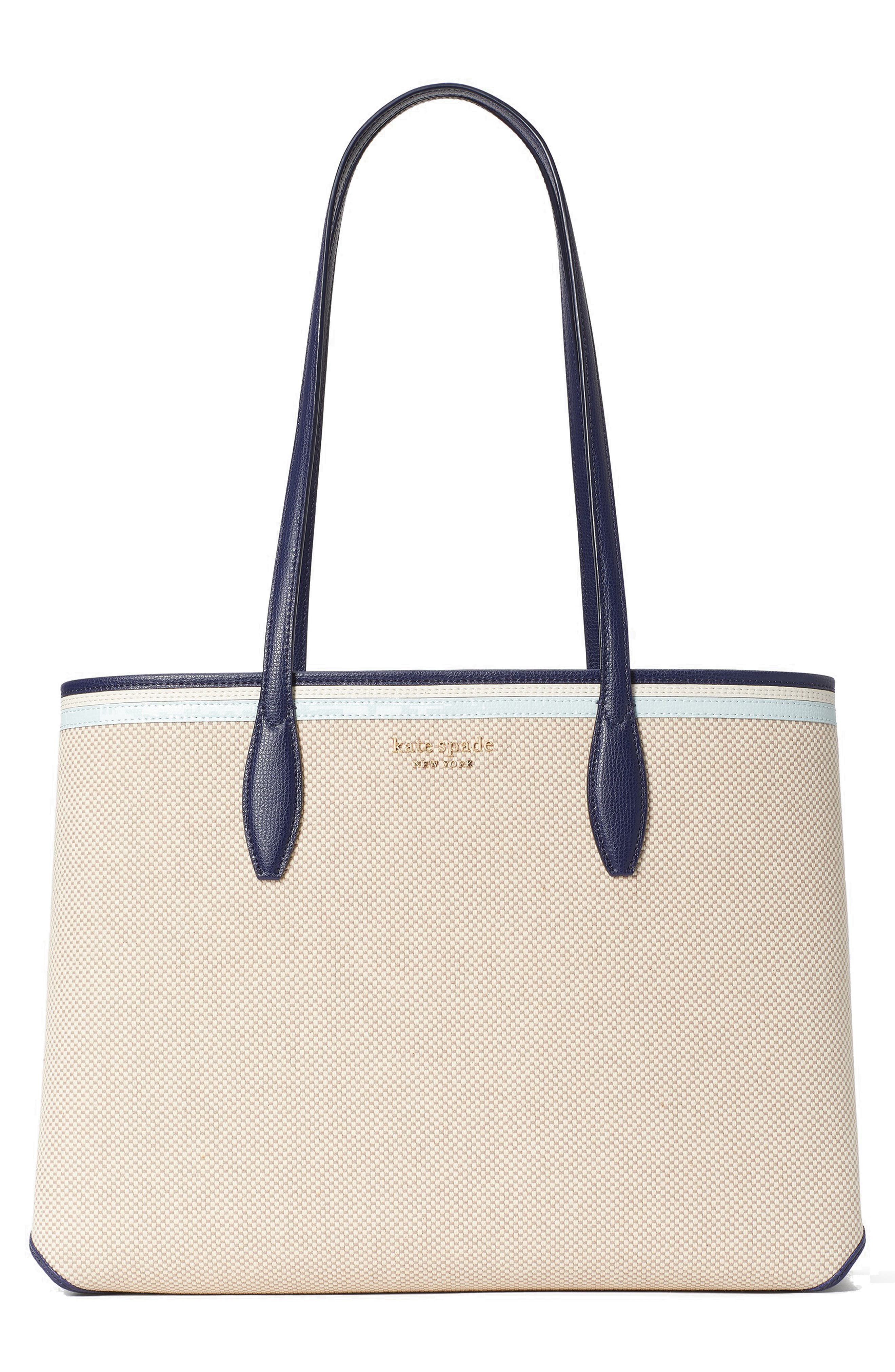 all day large rattan tote, Main, color, BLUE MULTI