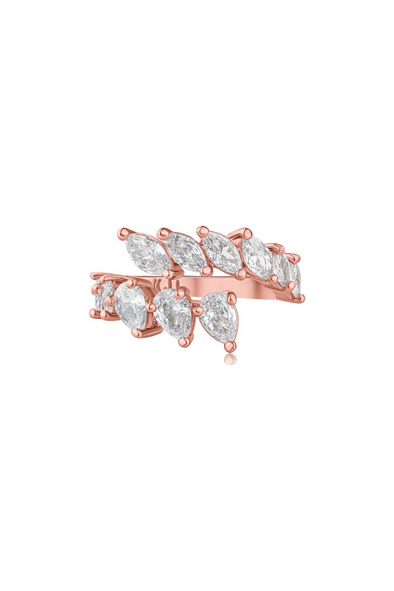 Marquise & Pear Cubic Zirconia Bypass Ring, Main, color, CLEAR ROSE GOLD