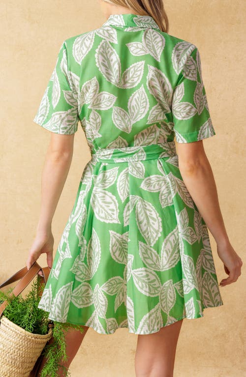 Flying Tomato Short Sleeve Mini Shirtdress In Apple Green