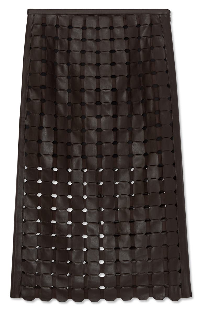 St. John Collection Geometric Woven Leather Skirt, Alternate, color, 