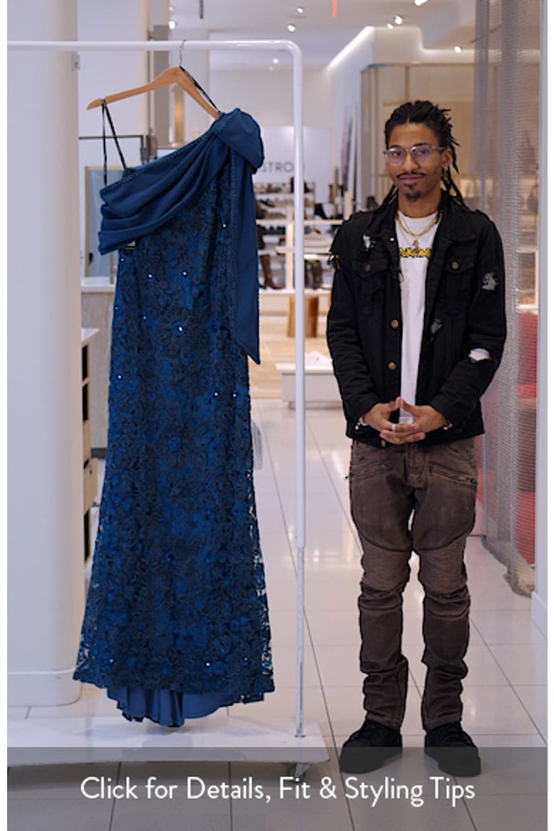 Beaded Floral One-Shoulder Gown video