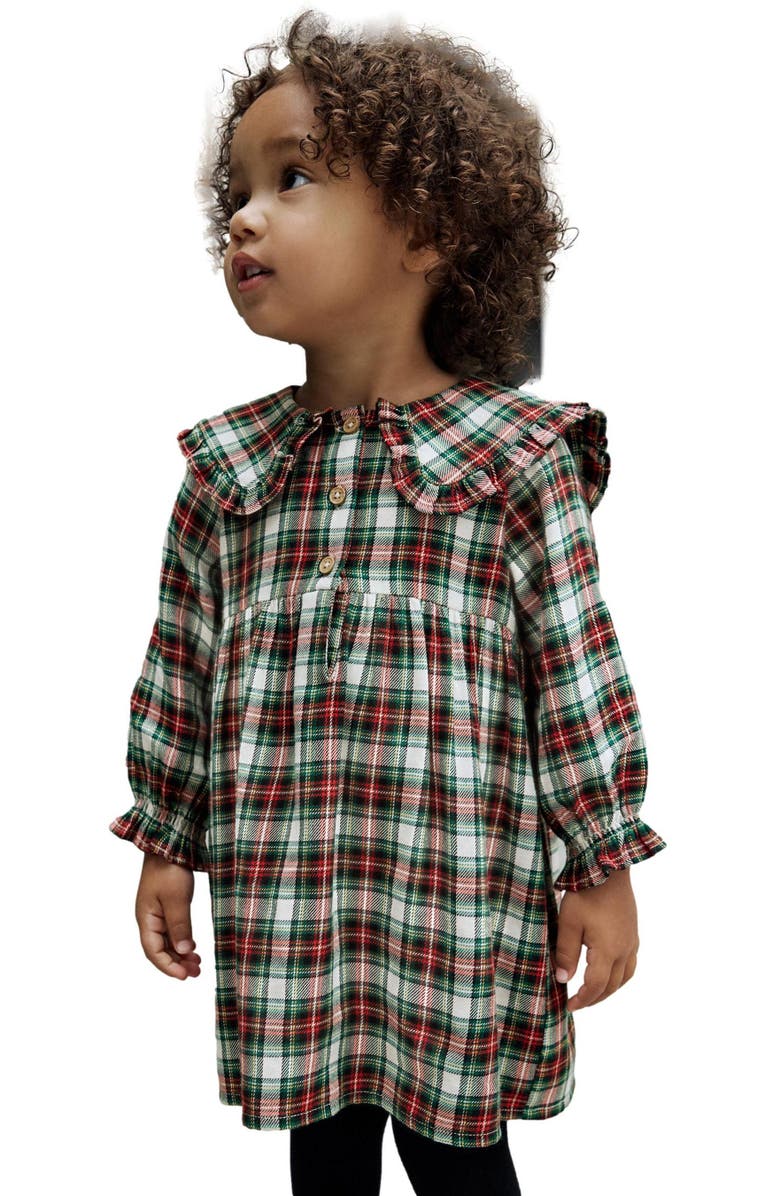 NEXT Kids' Check Collared Cotton Dress, Alternate, color, Green