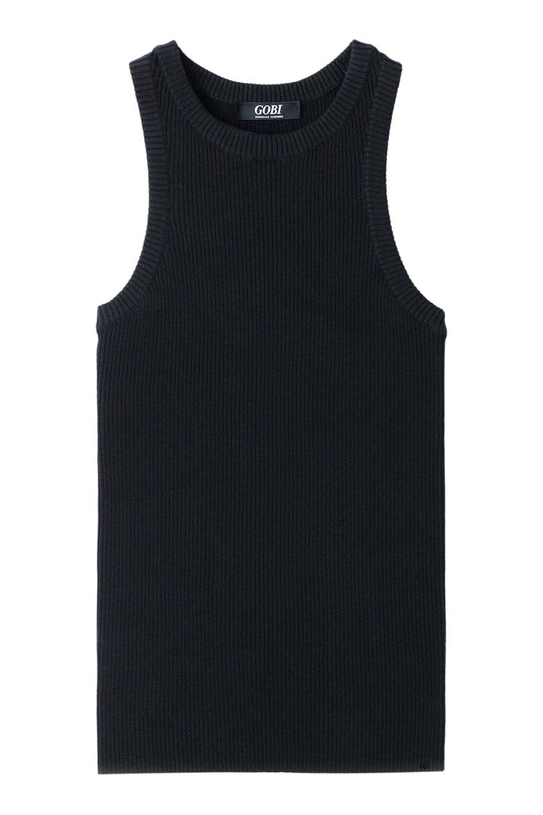 Ribbed Cotton Silk Cashmere Blend Tank Top, Alternate, color, black