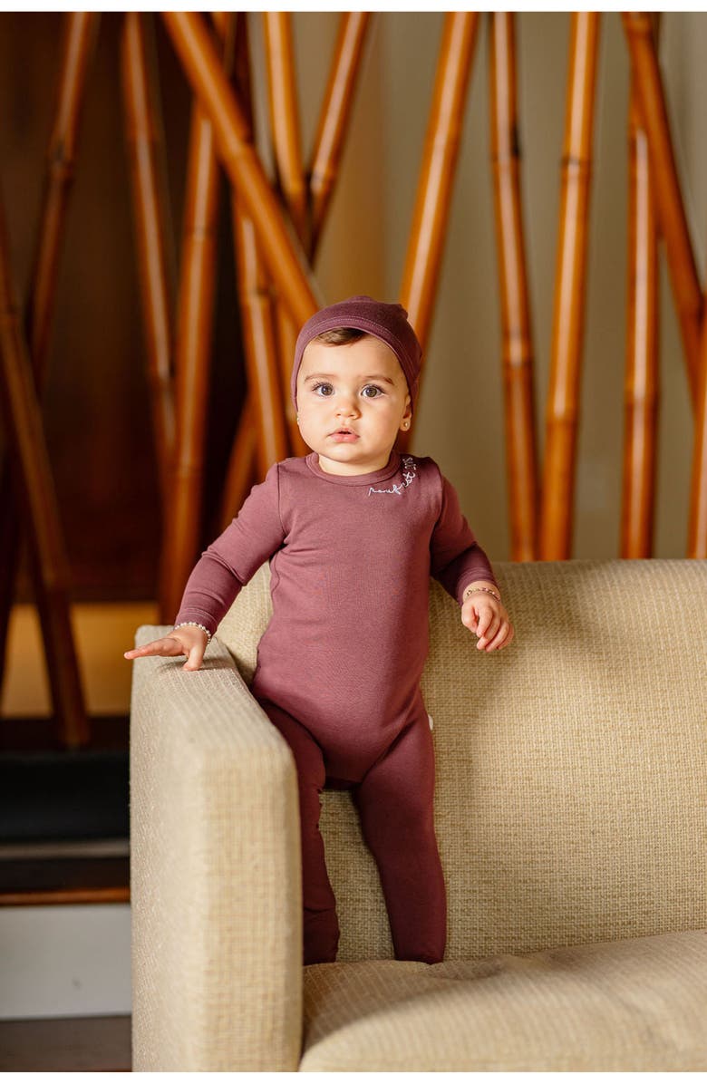 Pouf Girls Embroidered Footie, Alternate, color, Berry