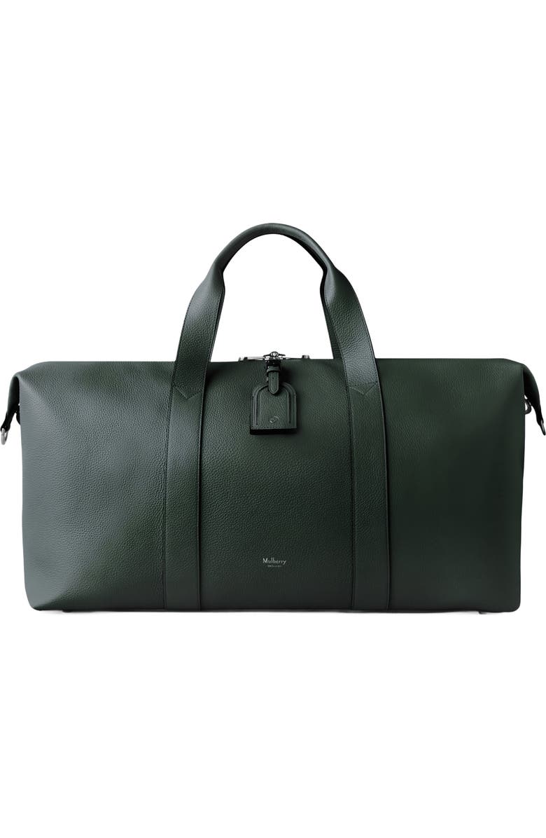 Mulberry Heritage Leather Medium Clipper Duffle, Main, color, Mulberry Green