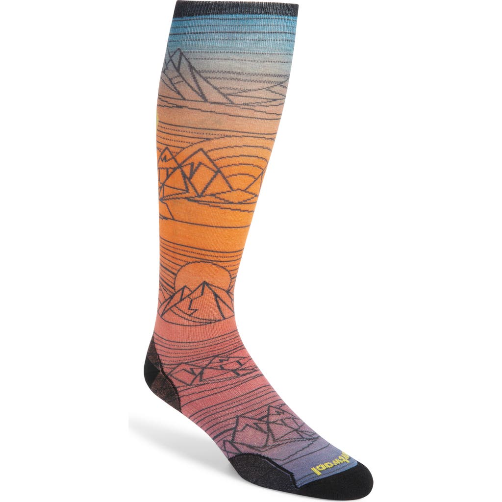 Smartwool Targeted Cushioning Geo Peaks Print Over The Calf Ski Socks In Blue