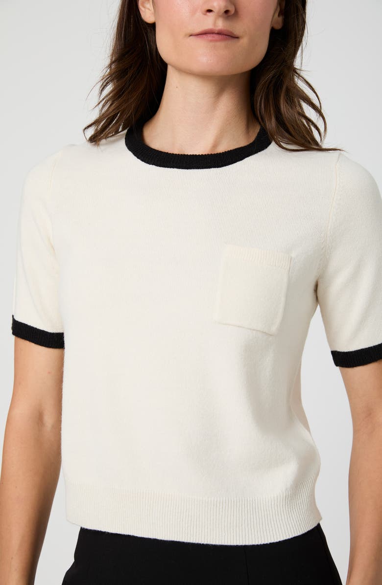 French Connection Babysoft Crop Ringer T-Shirt, Alternate, color, Cream/ Black