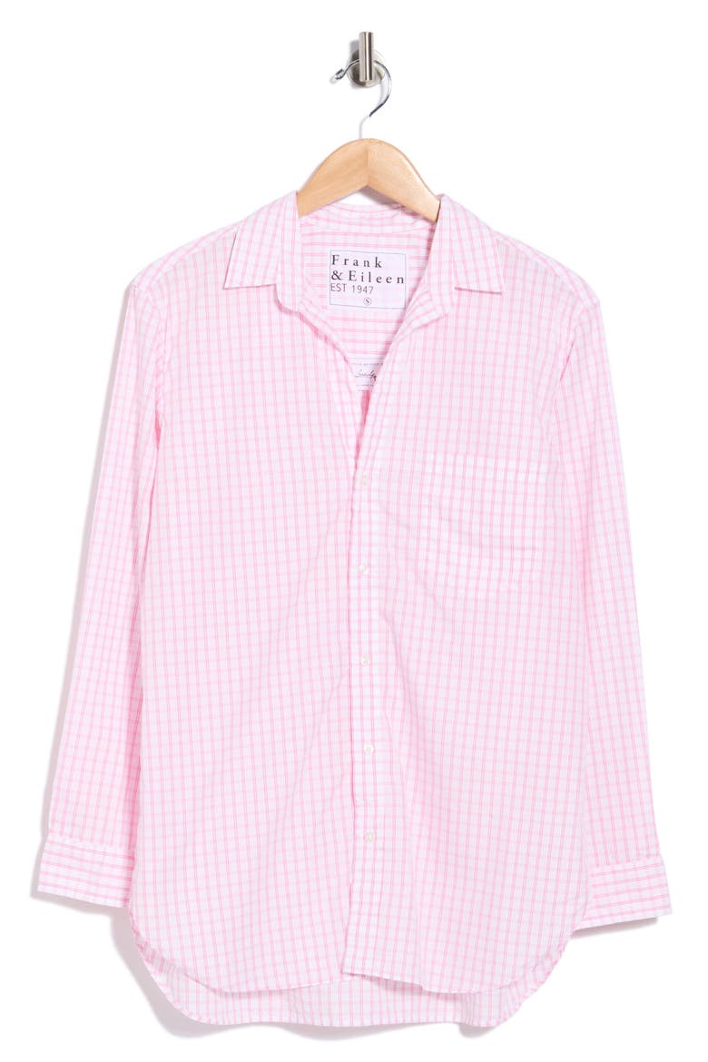 Joedy Grid Cotton Boyfriend Shirt, Main, color, PINK GRID