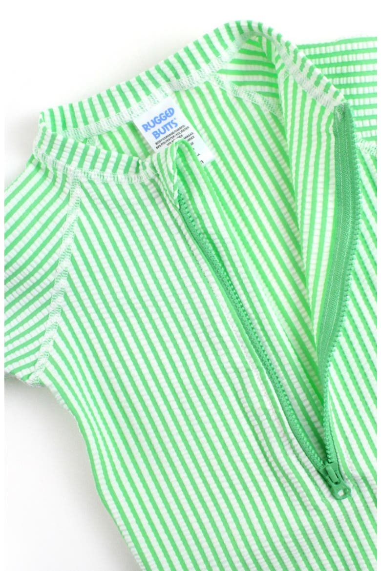 Spring Green Stripe Seersucker One-Piece Rashguard Swimsuit, Alternate, color, GREEN
