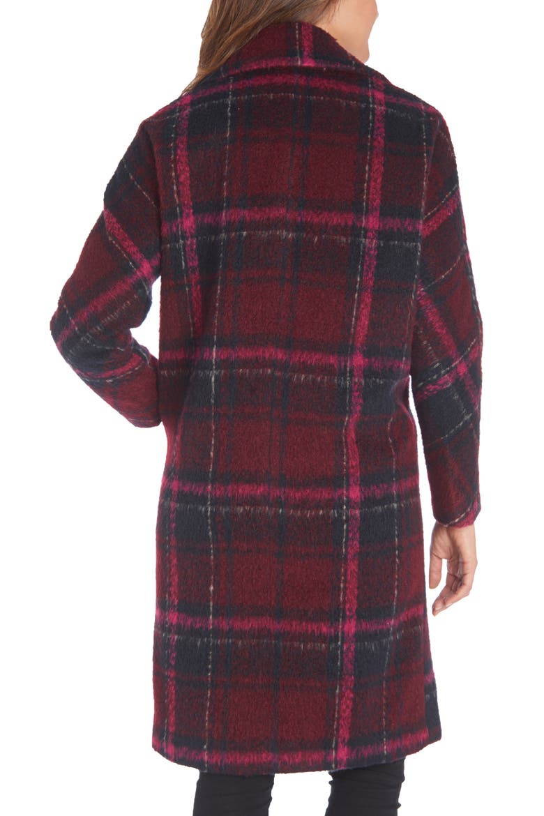 Plaid Notch Collar Topper, Alternate, color, MAGENTA