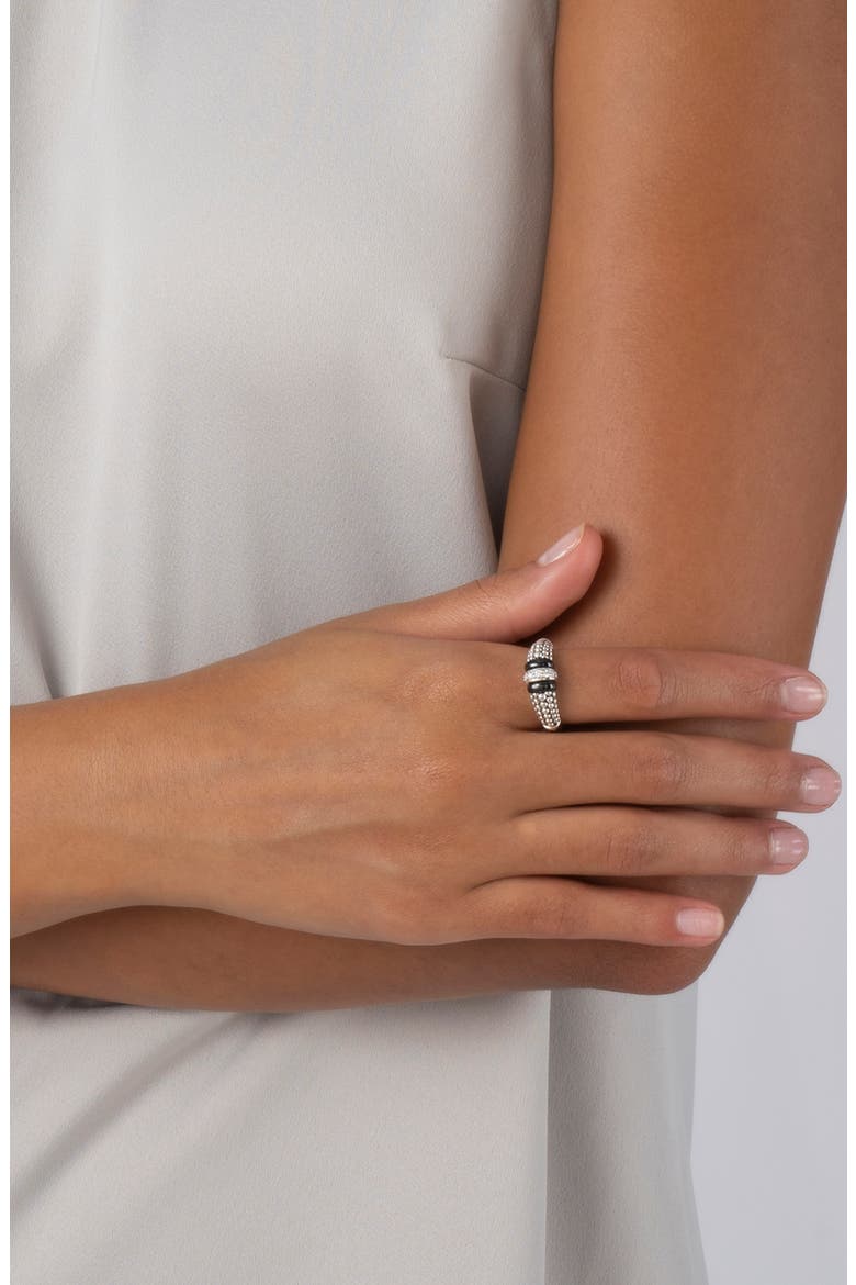 Black Caviar Diamond Small Link Ring, Alternate, color, BLACK
