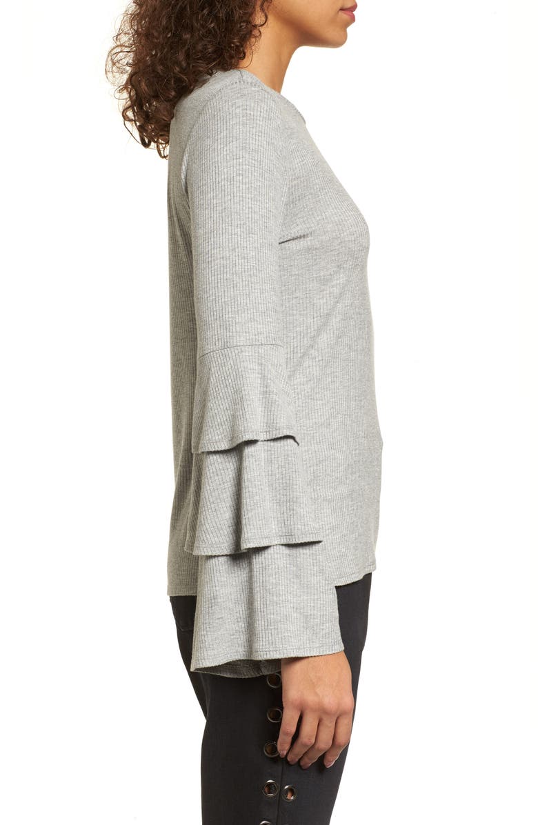 BP. Ruffle Sleeve Ribbed Sweater, Alternate, color, 
