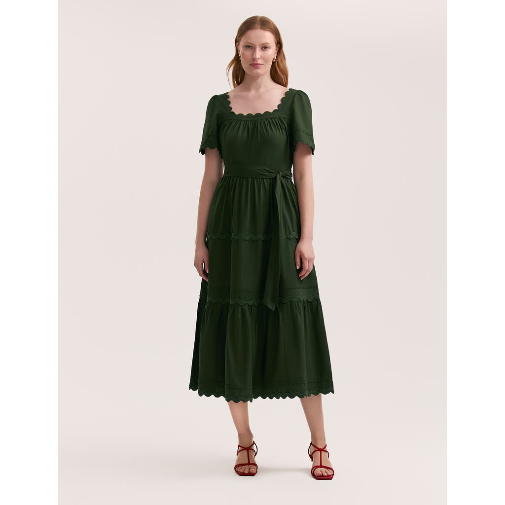 Finery London Corina Cotton Midi Tiered Dress In Brown