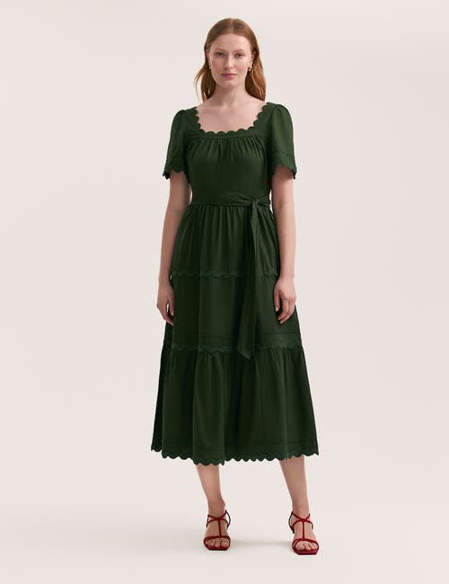 Finery London Corina Cotton Midi Tiered Dress In Brown