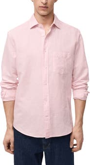 MANGO Classic Fit Linen & Cotton Button-Up Shirt