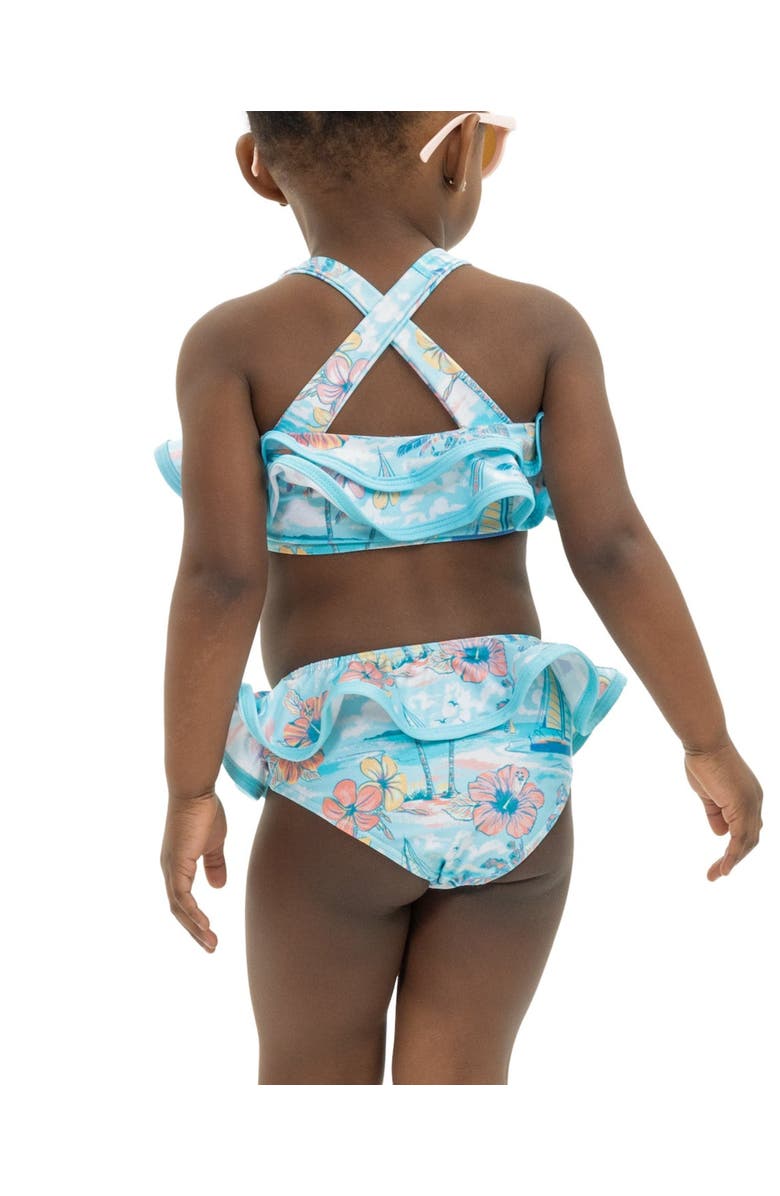 Kenny Flowers The BVIs - Girls Ruffle Bikini UPF 50+, Alternate, color, Light Blue