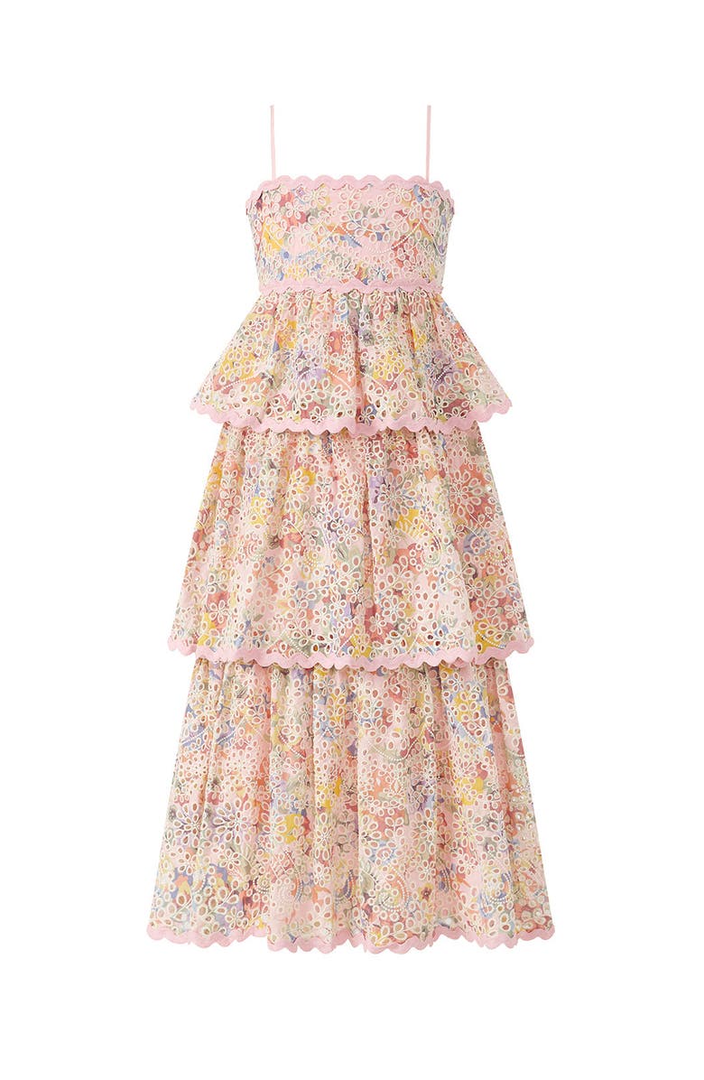 Marlo Kids Alanna Frill Embroidered Maxi Dress, Main, color, Multi