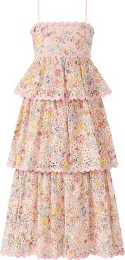 Marlo Kids Alanna Frill Embroidered Maxi Dress