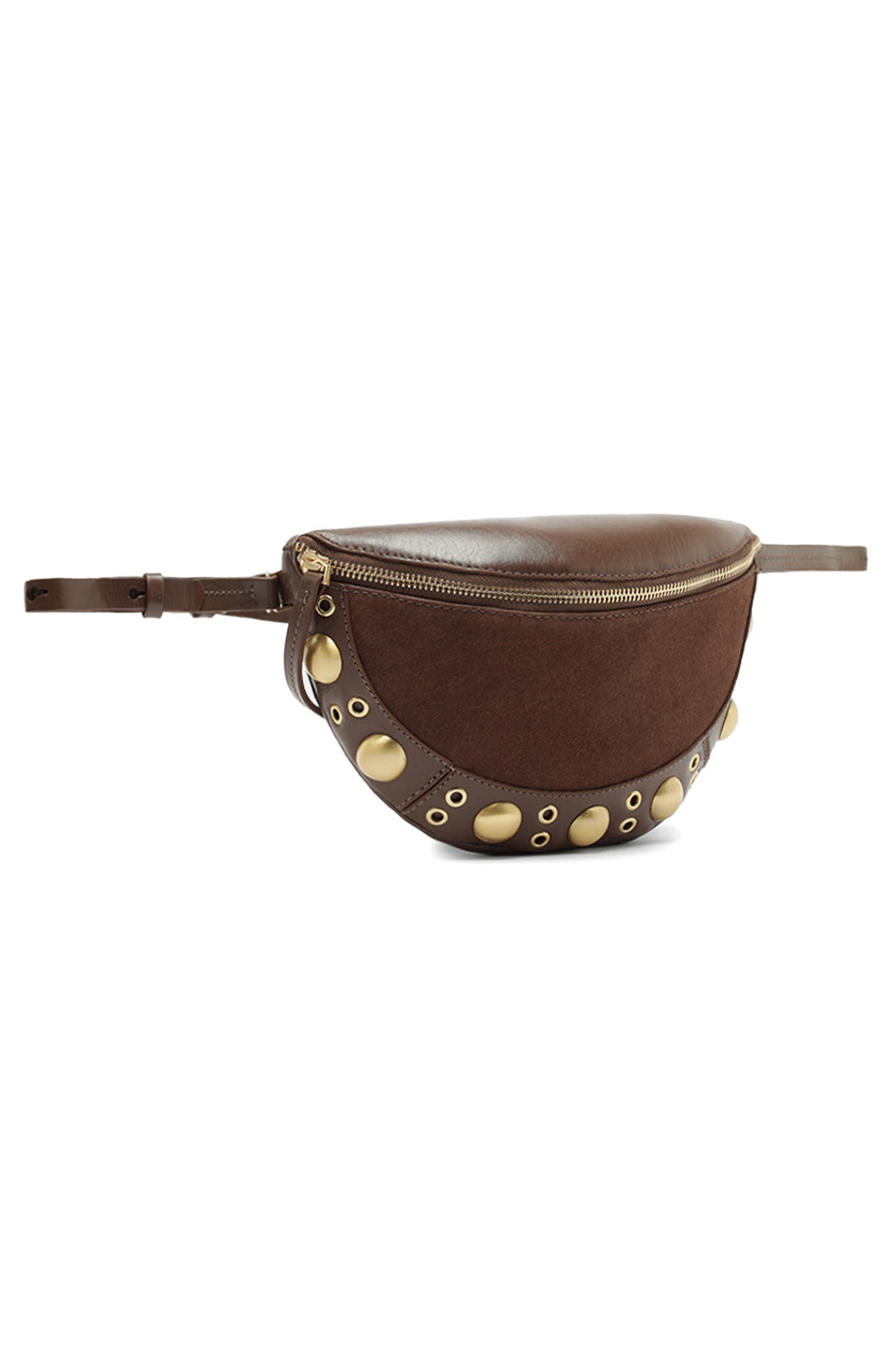 Owen Studded Leather Belt Bag, Alternate, color, BITTER BROWN/ BITTER BROWN
