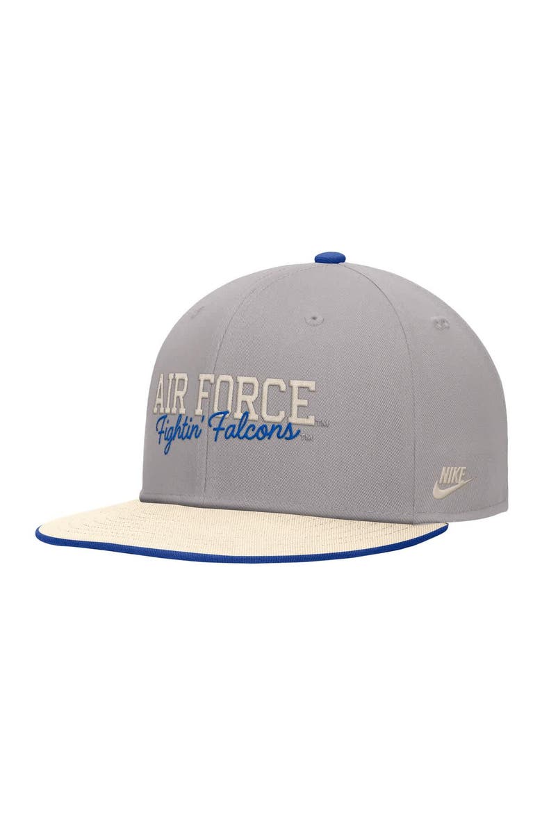 Men's Nike Gray Air Force Falcons Vintage Script Pro Dri-FIT Snapback Hat, Main, color, Gray