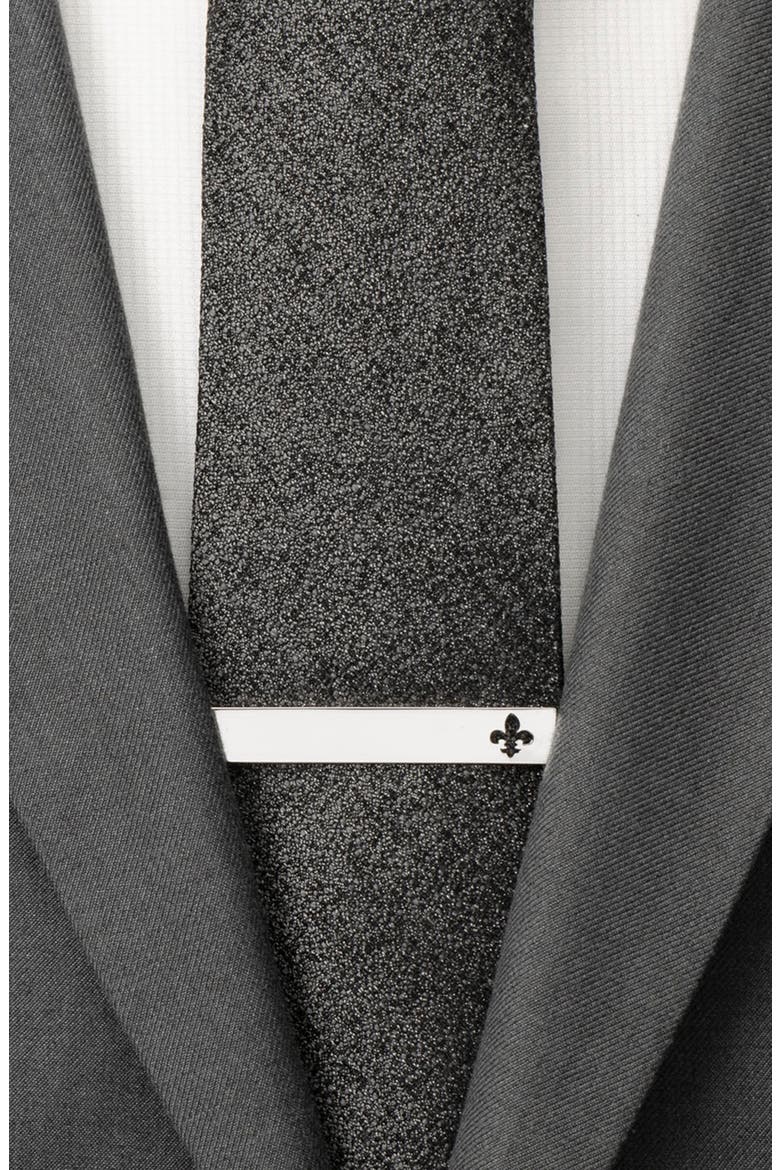 Fleur De Lis Tie Bar, Alternate, color, SILVER