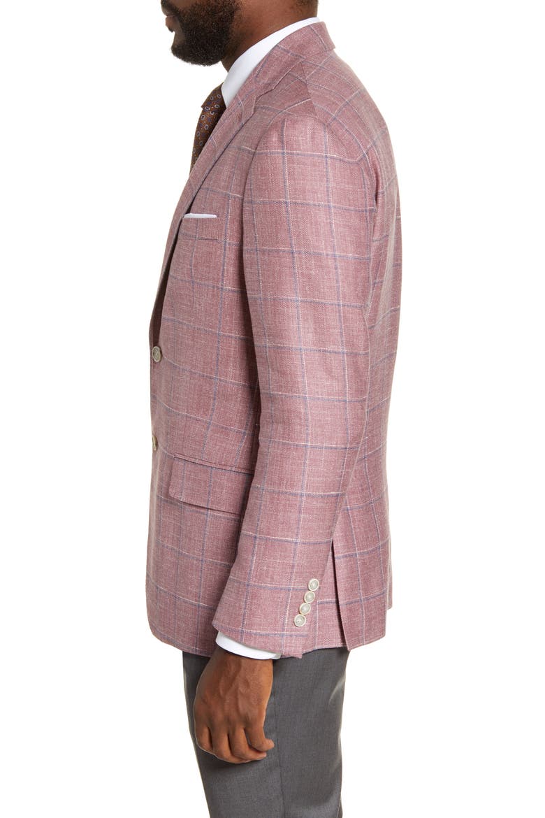 Classic Fit Windowpane Wool Blend Sport Coat, Alternate, color, ROSE/ WHITE