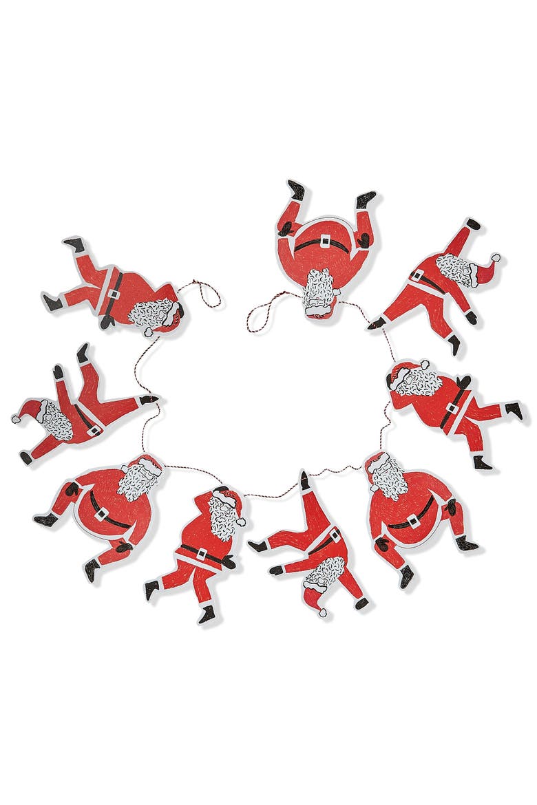 Paper Dancing Santa Garland Holiday Wall Decor Red Banners, Main, color, Red