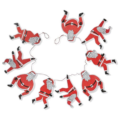 Tag Paper Dancing Santa Garland Holiday Wall Decor Red Banners In Red
