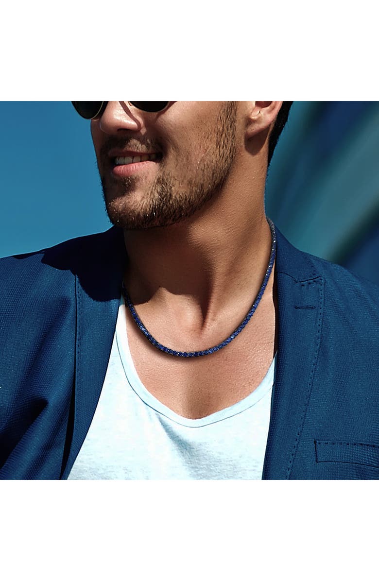 DELMAR Men's Sterling Silver Lab Created Sapphire Necklace, Alternate, color, 