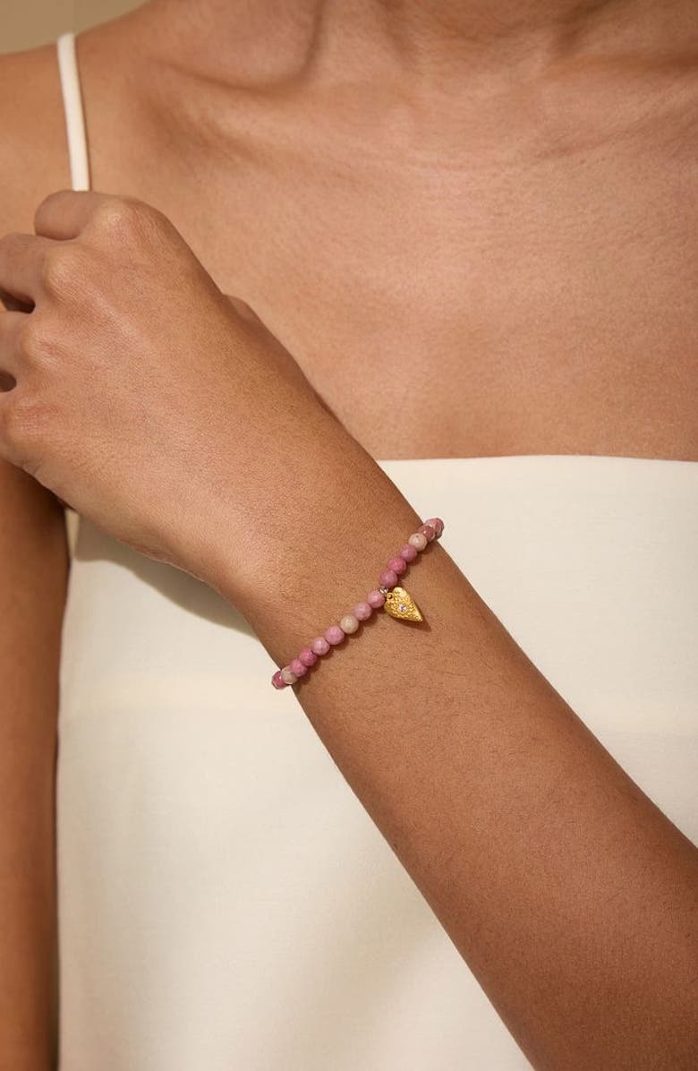Satya Jewelry Comforted by Love Rhodonite Heart Bracelet, Alternate, color, Pink