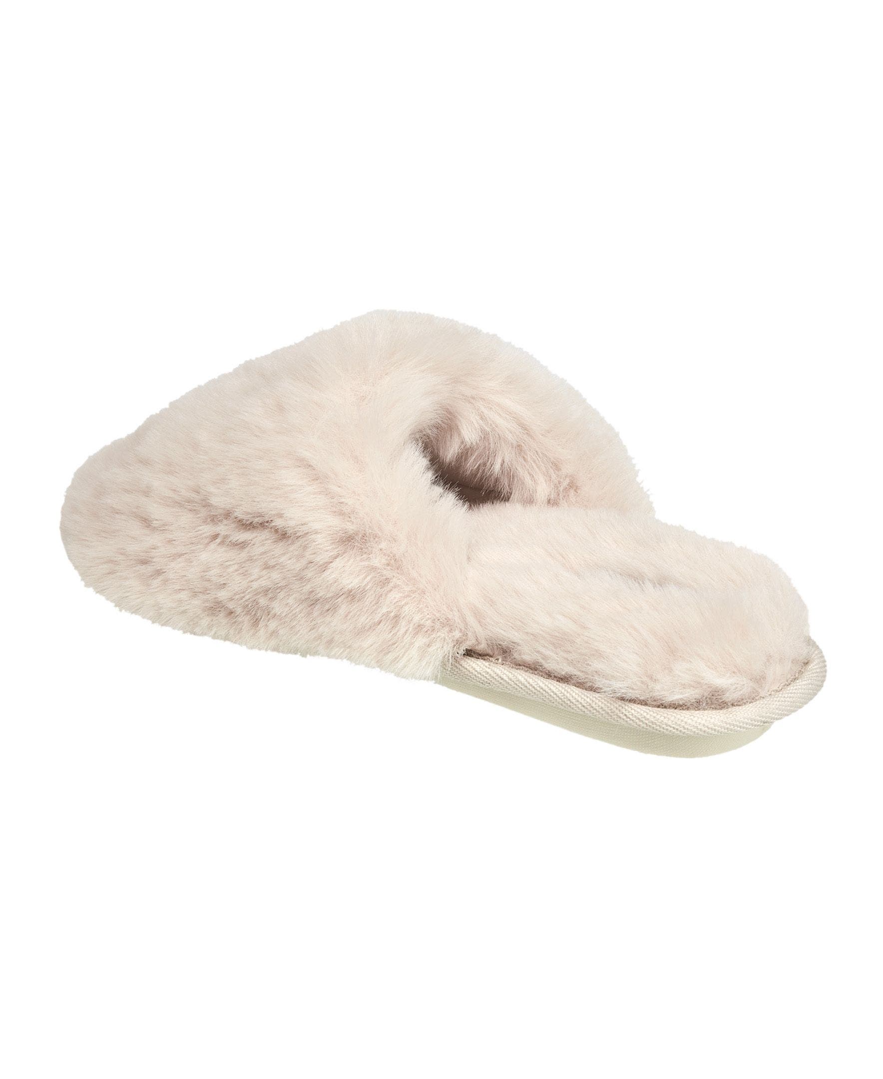 Faux Fur Closed Scuff Slipper, Alternate, color, Cream