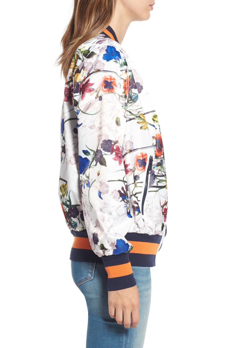 RACHEL Rachel Roy Flower Print Bomber Jacket, Alternate, color, 