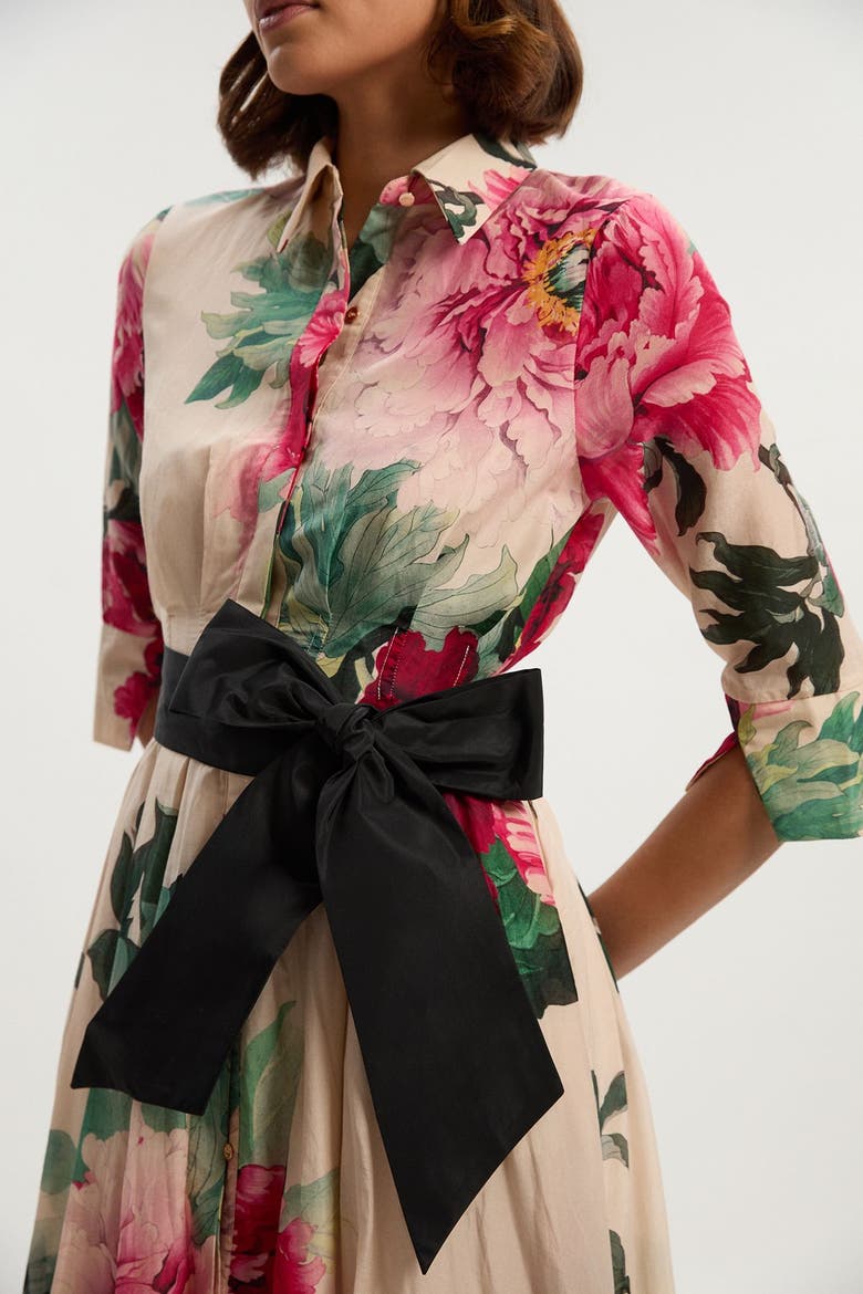 Floral Woven Belted Maxi Shirt Dress, Alternate, color, Floral