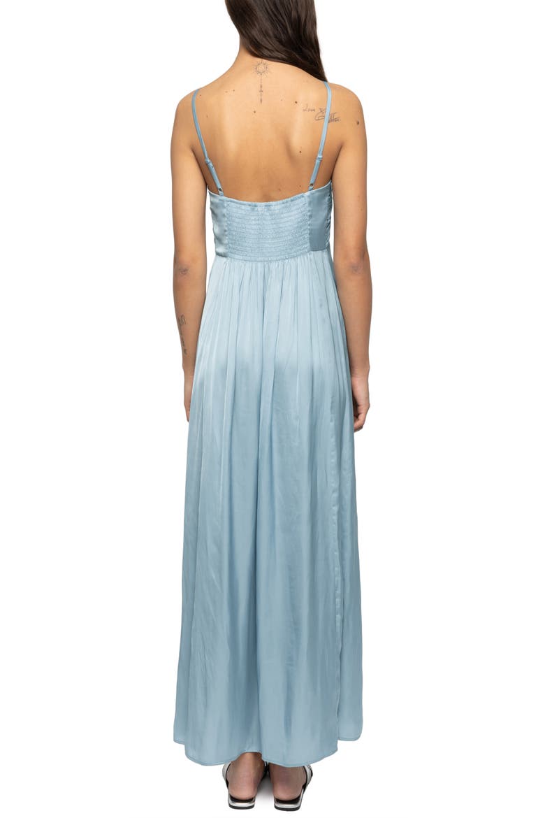 Rippie Satin Dress, Alternate, color, SKY