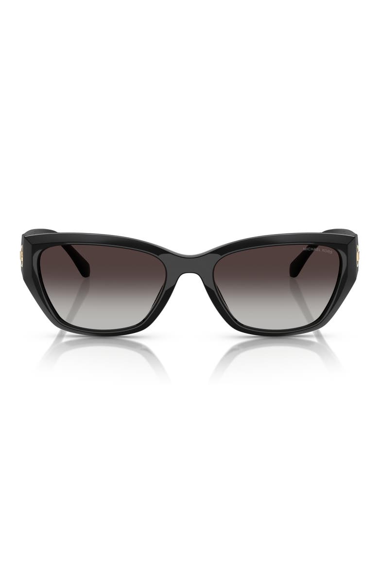 56mm Geometric Sunglasses, Main, color, BLACK / DARK GREY GRADIENT