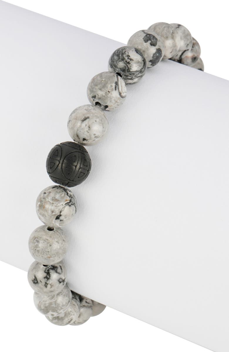 GEOFFREY BEENE Men's Semiprecious Stone Beaded Stretch Bracelet, Alternate, color, Grey