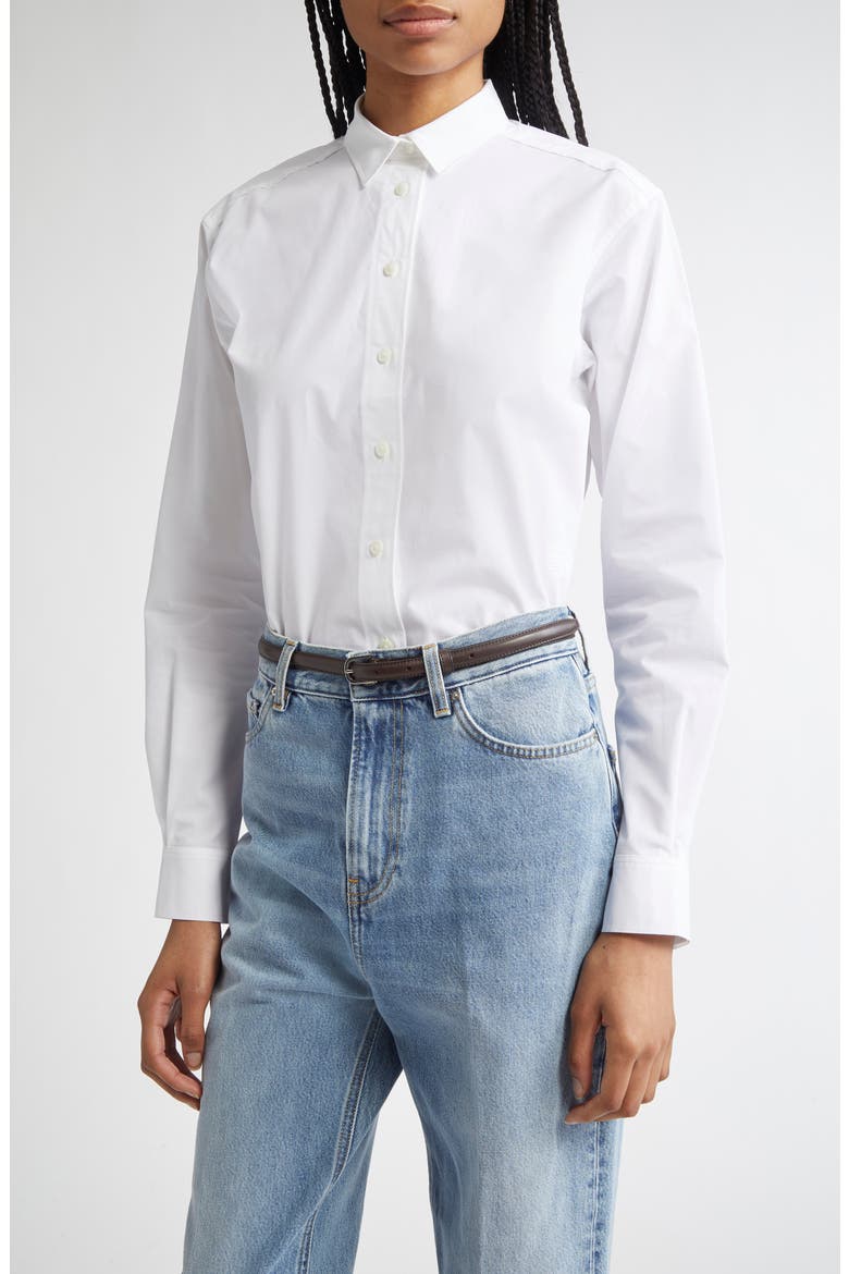 Signature Organic Cotton Poplin Button-Up Shirt, Main, color, WHITE
