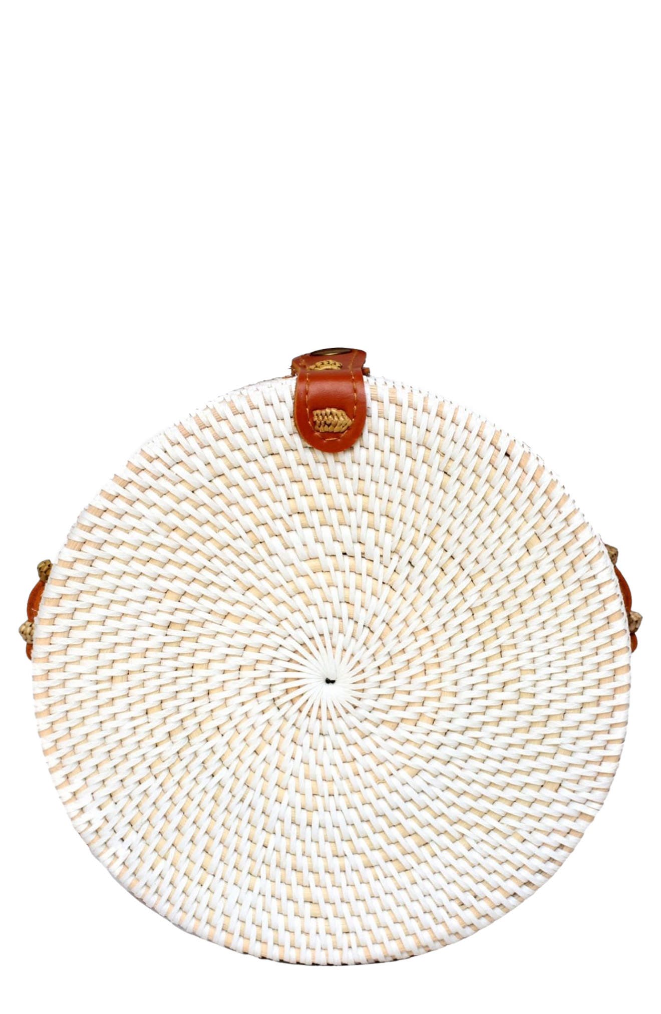 Jelavu Ata Bali Rattan Canteen Crossbody Bag, Main, color, White