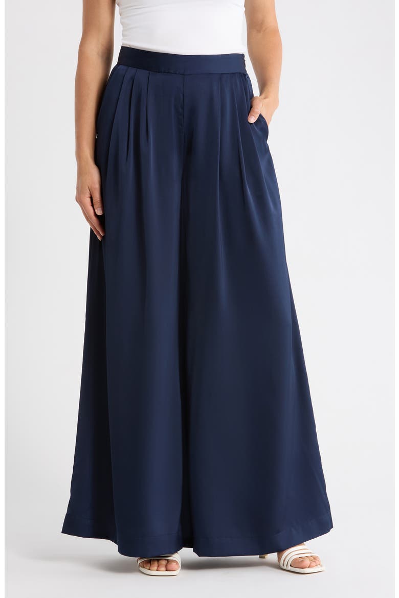 Pleated Front Wide Leg Pants, Main, color, CLASSIC NAVY