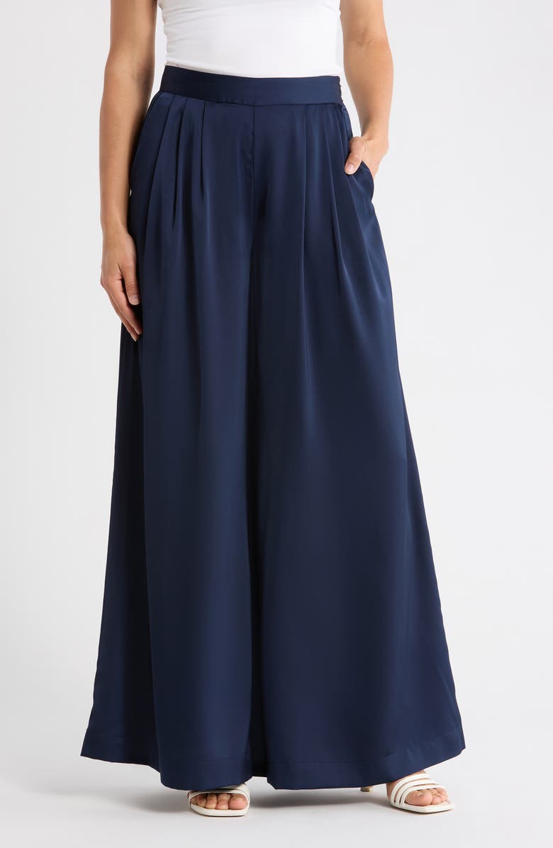 Ted Baker Pleated Front Wide Leg Pants, Main, color, Classic Navy