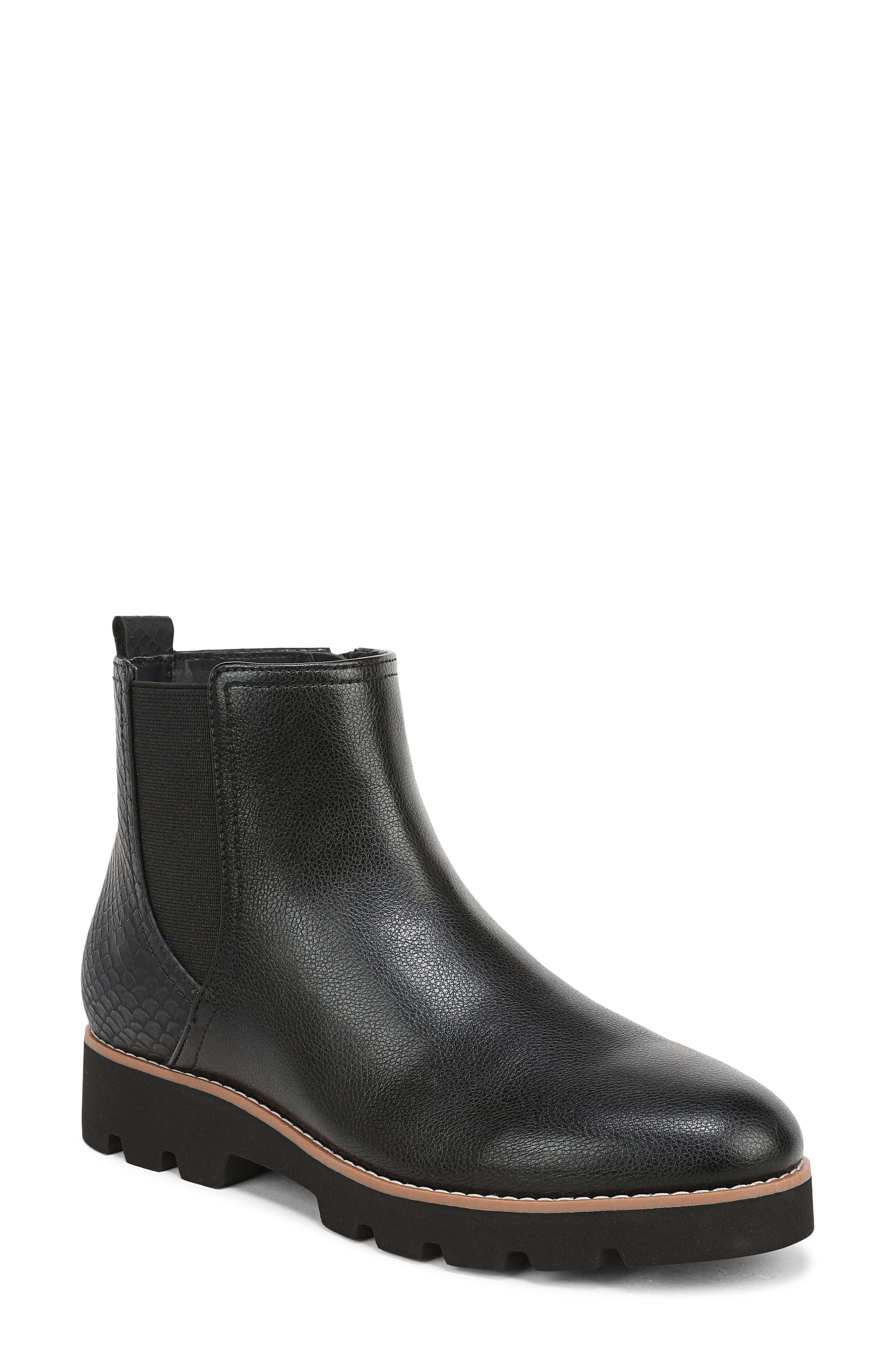 Cami Faux Leather Chelsea Bootie, Main, color, BLACK