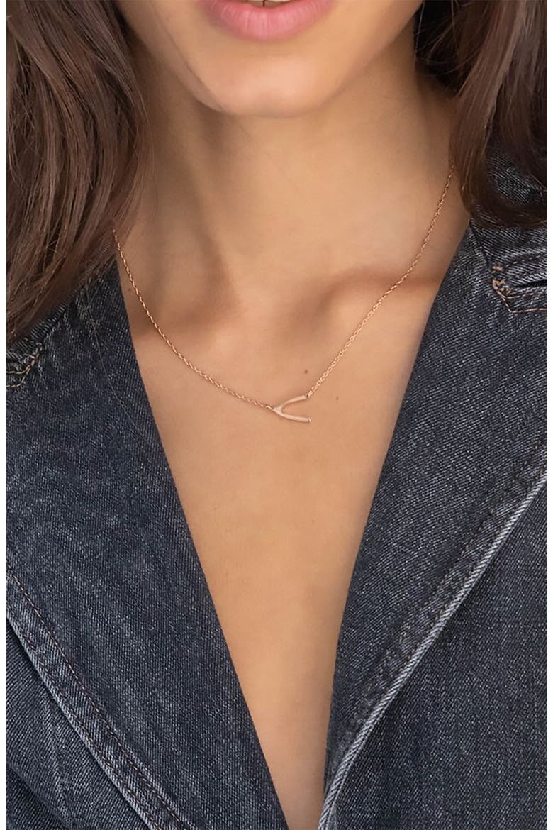 Lily Wishbone Necklace, Alternate, color, YELLOW GOLD
