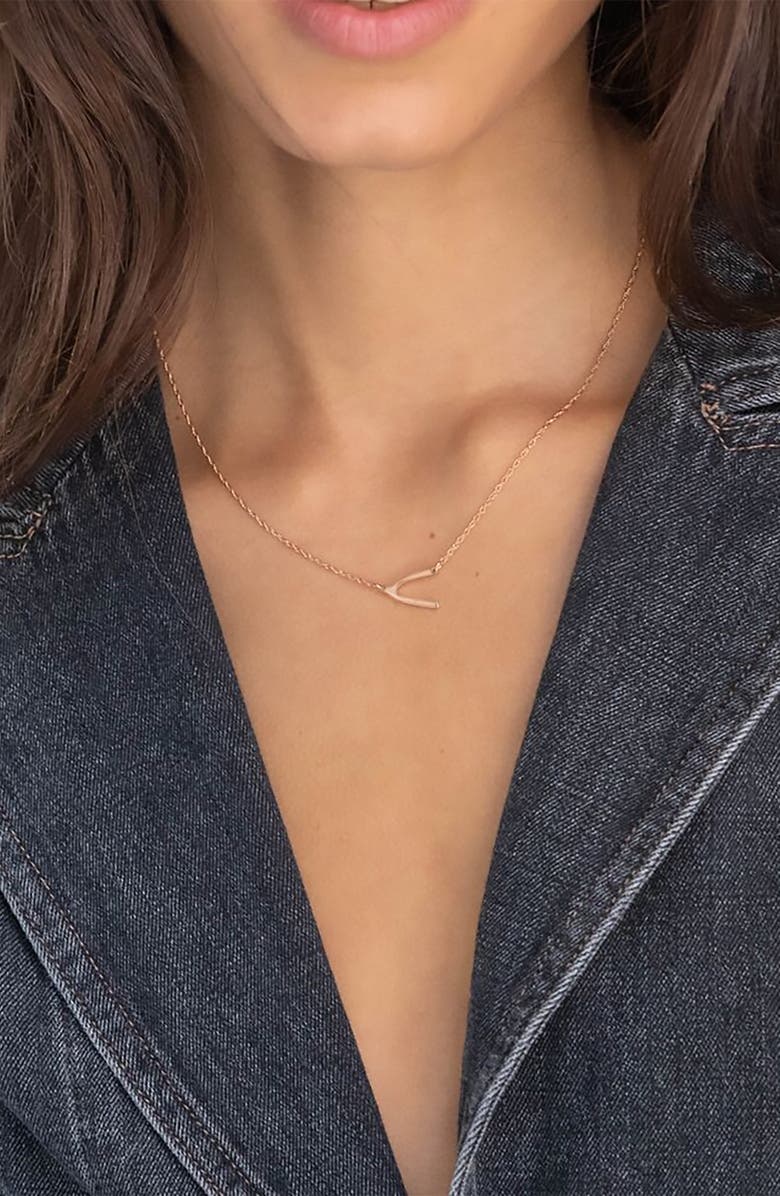 Jennifer Zeuner Lily Wishbone Necklace, Alternate, color, Yellow Gold