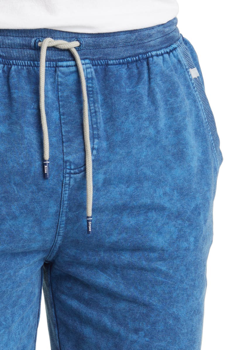 Stone Rose Acid Wash Fleece Shorts, Alternate, color, Navy