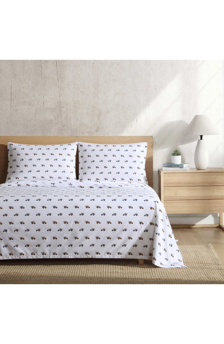 Eddie Bauer Out to the Beach 200 Thread Count Cotton Percale Sheet Set, Alternate, color, Sky/ Orange