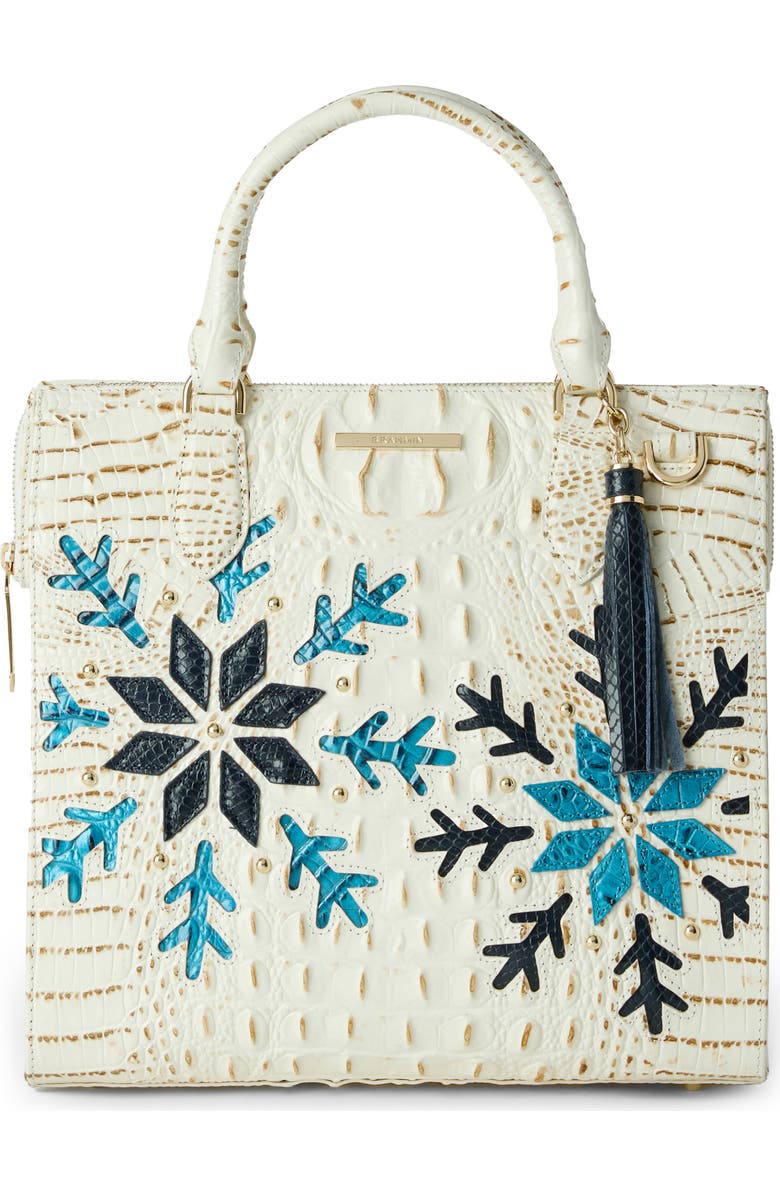 Brahmin Caroline Snowdrift Croc Embossed Leather Satchel, Alternate, color,