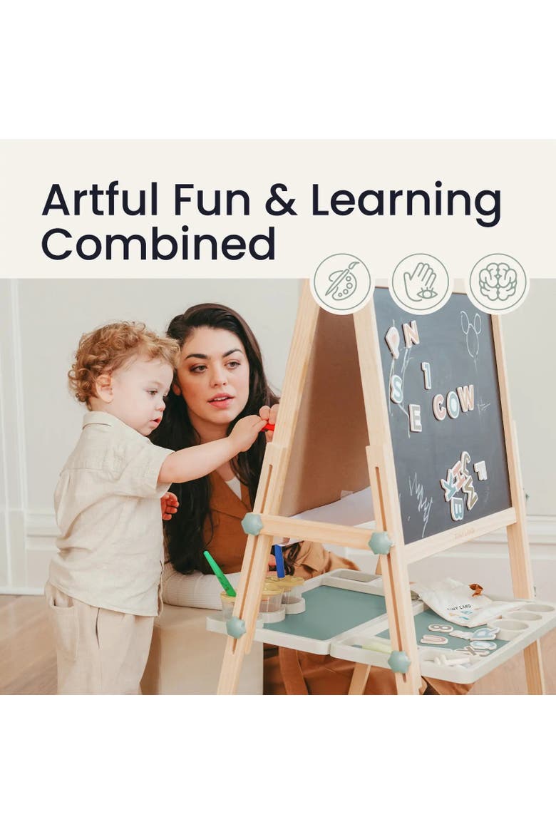 Magnitales Wooden Art Easel for Kids with Drawing Paper, Alternate, color, Multicolor