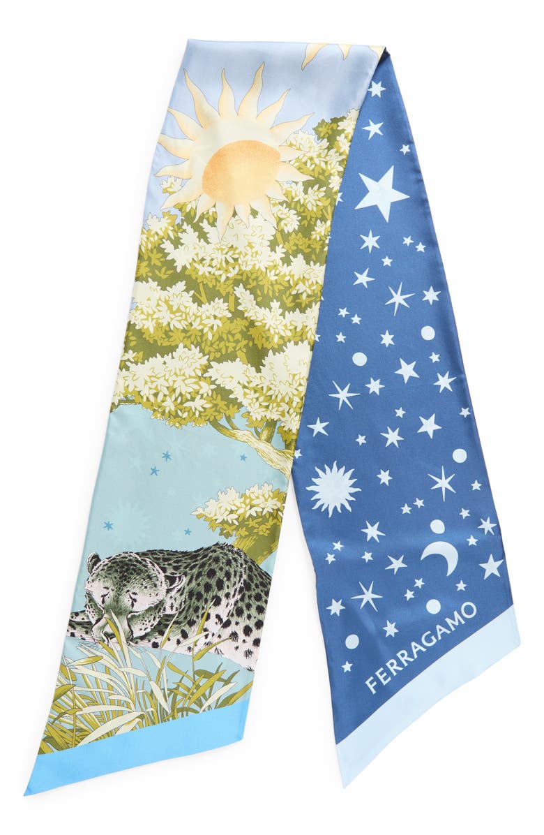 FERRAGAMO Day & Night Print Silk Scarf, Alternate, color,