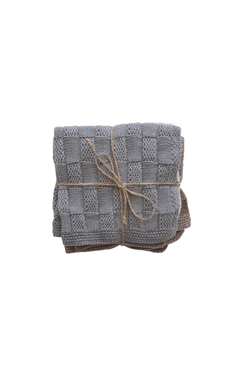 Storied Home Farmhouse Square Cotton Blend Dish Towels, Set of 3, Main, color, Neutral