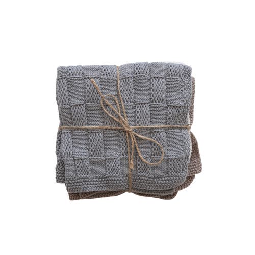 Storied Home Farmhouse Square Cotton Blend Dish Towels, Set Of 3 In Gray